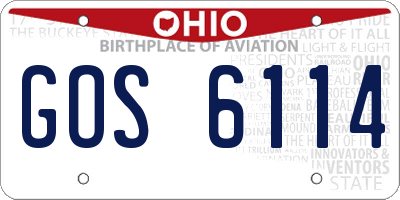 OH license plate GOS6114