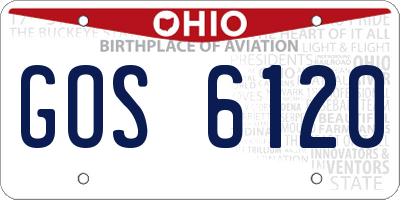 OH license plate GOS6120