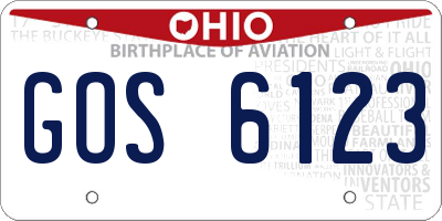 OH license plate GOS6123