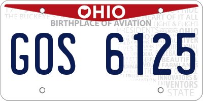 OH license plate GOS6125