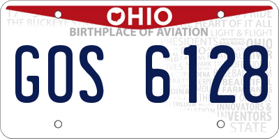 OH license plate GOS6128