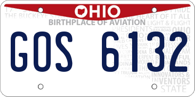 OH license plate GOS6132