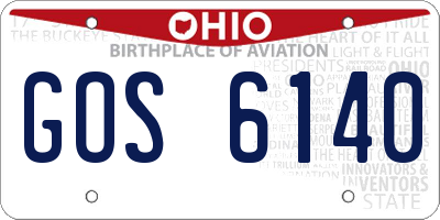 OH license plate GOS6140