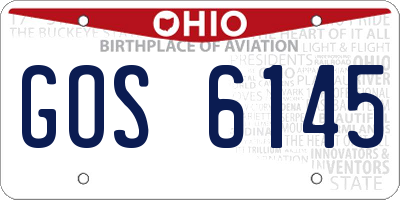 OH license plate GOS6145
