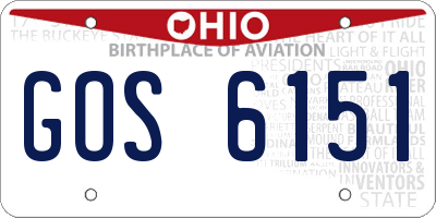OH license plate GOS6151