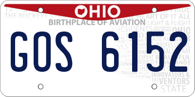 OH license plate GOS6152