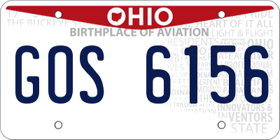 OH license plate GOS6156