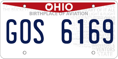 OH license plate GOS6169