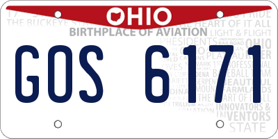 OH license plate GOS6171