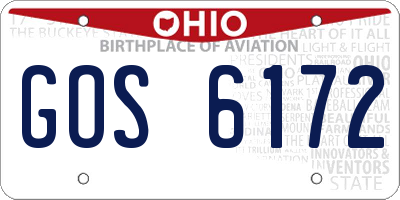 OH license plate GOS6172