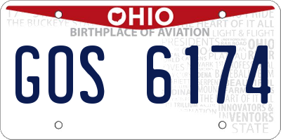 OH license plate GOS6174