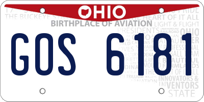 OH license plate GOS6181