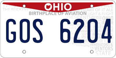 OH license plate GOS6204