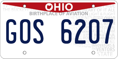 OH license plate GOS6207