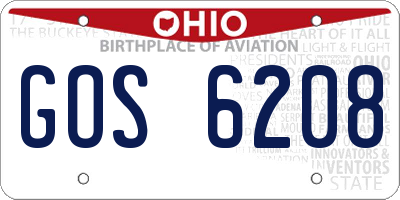 OH license plate GOS6208
