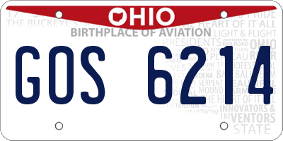 OH license plate GOS6214