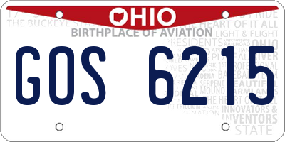 OH license plate GOS6215