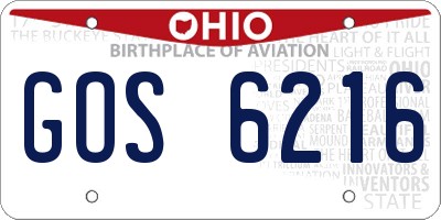 OH license plate GOS6216