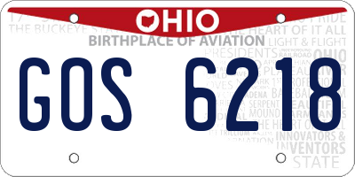 OH license plate GOS6218
