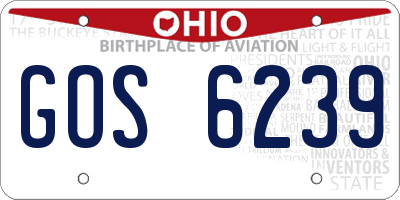 OH license plate GOS6239