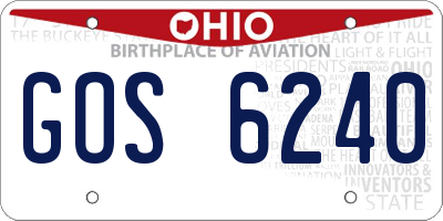 OH license plate GOS6240