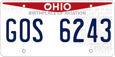 OH license plate GOS6243