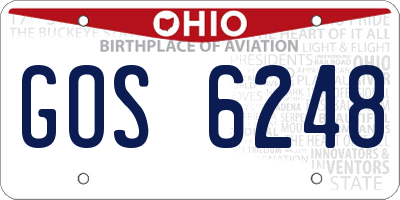 OH license plate GOS6248
