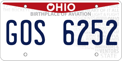 OH license plate GOS6252