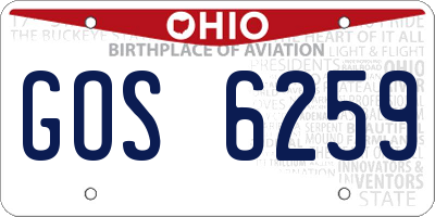 OH license plate GOS6259