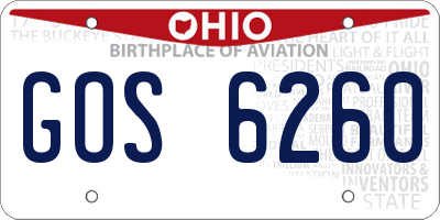 OH license plate GOS6260