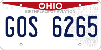 OH license plate GOS6265