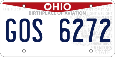 OH license plate GOS6272