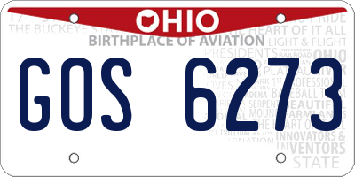 OH license plate GOS6273