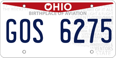 OH license plate GOS6275