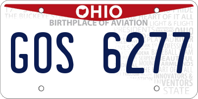 OH license plate GOS6277