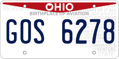 OH license plate GOS6278