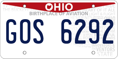 OH license plate GOS6292