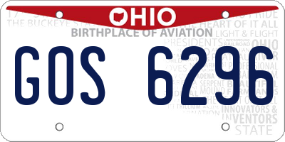 OH license plate GOS6296