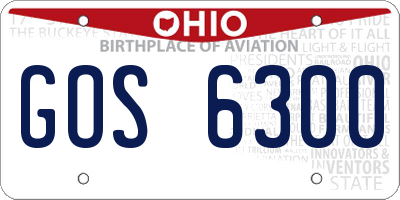 OH license plate GOS6300
