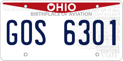 OH license plate GOS6301