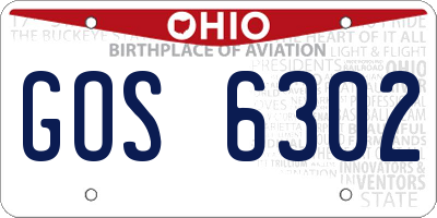 OH license plate GOS6302