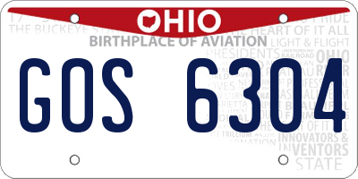 OH license plate GOS6304