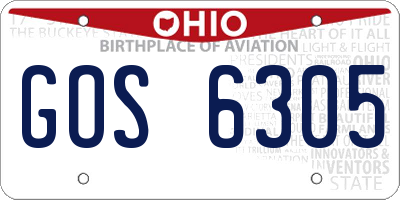 OH license plate GOS6305