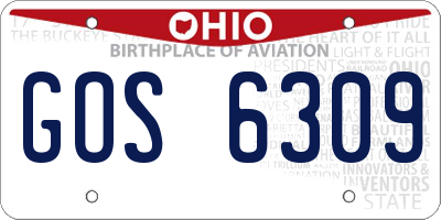 OH license plate GOS6309