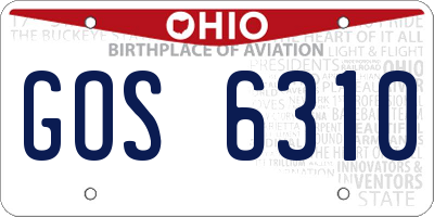 OH license plate GOS6310