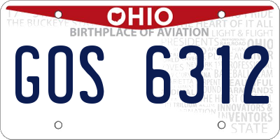 OH license plate GOS6312