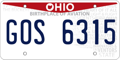 OH license plate GOS6315