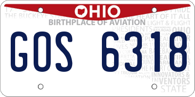 OH license plate GOS6318