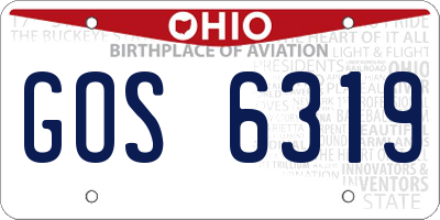 OH license plate GOS6319