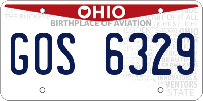 OH license plate GOS6329